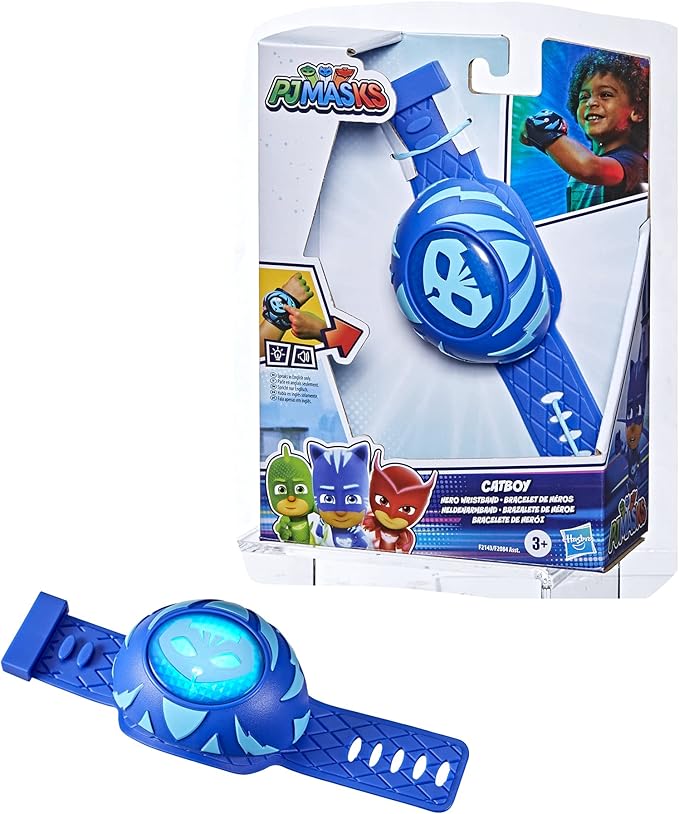 PJ Masks Catboy Power Wristband Preschool Toy, Costume Wearable with Lights and Sounds for Kids Ages 3 and Up, Blue, 14 Different Sound Effects, Standard Packaging