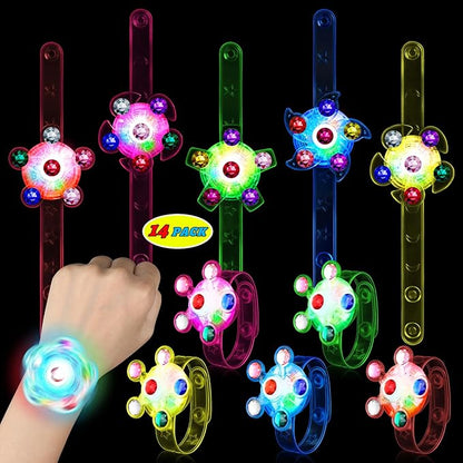 Party Favors for Kids 4-8-12, Pinata Goodie Bag Stuffers LED Light Up Fidget Spinner Bracelets, Glow in The Dark Party Supplies,Prize Return Gifts for Kids Birthday Halloween Christmas Classroom party