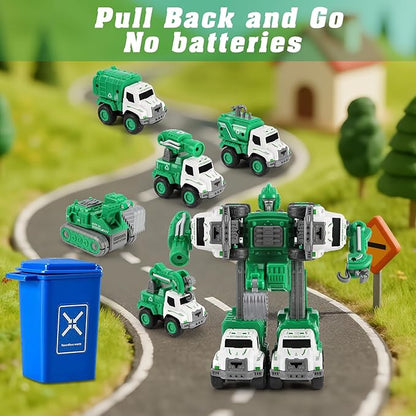 Toys for 3 4 5 6 Year Old Boys– 5-in-1 Detachable Construction Vehicles Set–Transform Robot Kids Toys Cars– Easy DIY Toys for Ages 5+ – Gifts for Boys Girls Birthday Christmas Easter
