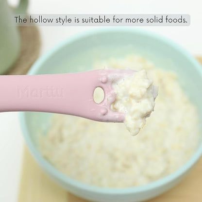 Silicone Giraffe Baby Spoon and Teether BPA Free Soft Tip Utensils for Baby Led Weaning Self Feeding and Teething Relief Dishwasher Safe Easy to Hold Infant Training Spoon Set for 6+ Months 2 Pack