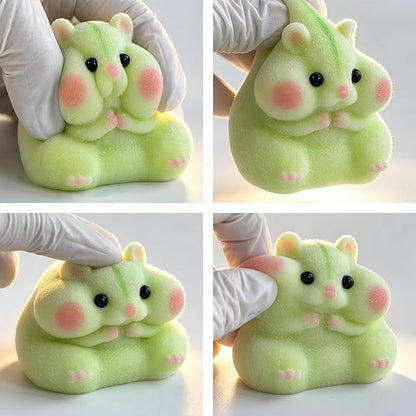 Handmade Taba Squishy Hamster Toy, Cute Squishy Hamster Fidget Toy, Soft Silicone Mochi Furry Toy, Stress Relief Gift for Adults & Kids, Sensory Anxiety Plushie (Green)