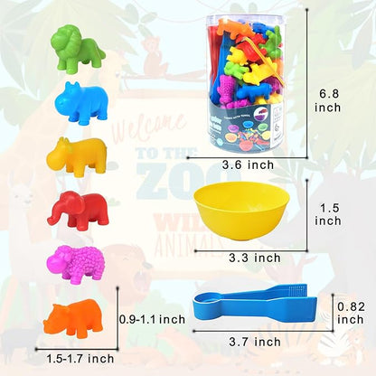 Counting Animals Matching Games Color Sorting Stacking Toys with Bowls Preschool Learning Activities Educational Sensory STEM Toy Daycare Sets Gift for Toddlers Kids Boys Girls Aged 3+ Year Christmas