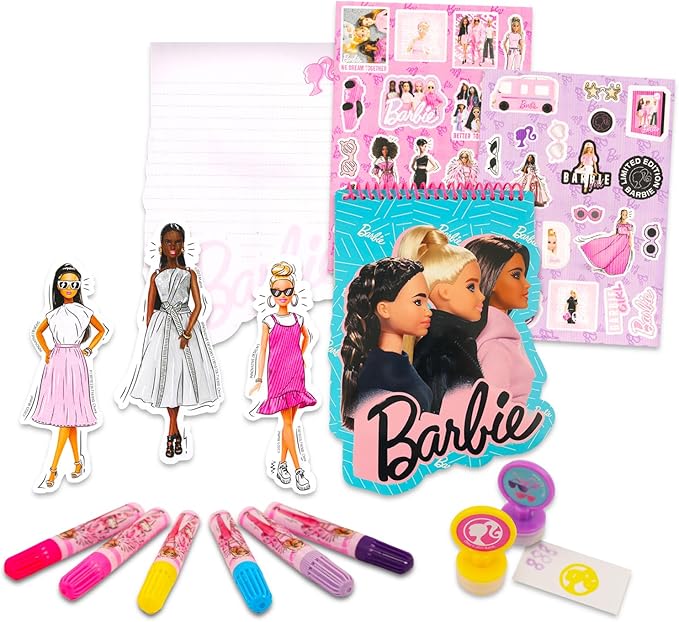 Barbie Art Set for Girls - Bundle with Barbie Arts and Crafts Supplies with Notebook, Stickers, Coloring Utensils, More for Kids | Barbie Art & Craft Kit
