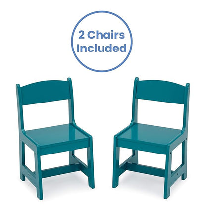 Delta Children MySize Kids Wood Table and Chair Set (2 Chairs Included) - Ideal for Arts & Crafts, Snack Time, Homeschooling, Homework & More, Greenguard Gold Certified, Teal