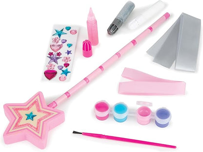 Melissa & Doug Created By Me Paint & Decorate Your Own Wooden Princess Wand Craft Kit, Pink Princess Crafts Great For Rainy Days, Toys For Kids Ages 4+