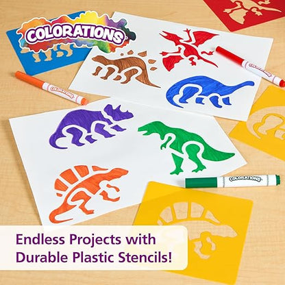 Washable Plastic Dinosaur Stencils - Set of 6
