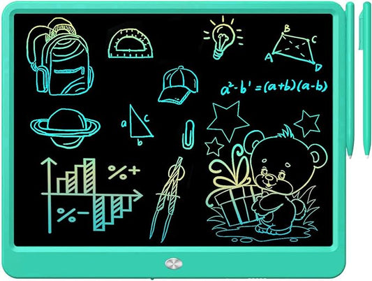 FLUESTON LCD Writing Tablet, Doodle Board Toys Gifts for 3-8 Year Old Girls Boys, 15 Inch Colorful Electronic Board Drawing Pad for Kids, Gifts for Toddler Educational Learning Travel Birthday, Green