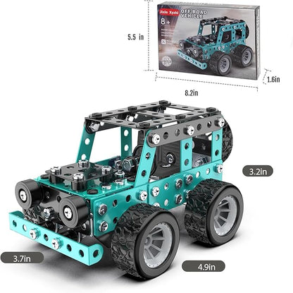 Building Sets Stem Assembly Metal 3-D Puzzle Off-Road Model Car Building Kit Construction Set Toys Parent-Child Interaction Construction Sets Gifts for Kids 8-16 Blue…