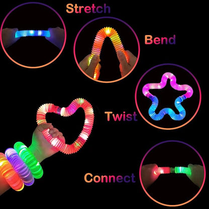 24 PCS Light up Party Favors Supplies for Kids 4-8-12,Bulk Valentines Glow Sticks Bracelet Necklace Accessories for Toddlers,Neon Birthday Return Gifts Treats, Mardi Gras Goodie Bag Stuffer Fillers