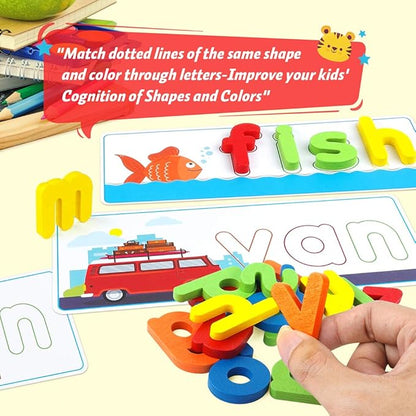 KMUYSL Learning Toys for 2 3 4 5 6 Years Old Boys and Girls - See & Spell CVC Word Builders with Alphabet Cards for Kids, Preschool Learning Activities Toys, Idea Birthday Gifts for Age 2-4 4-6 Kids