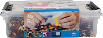 Plus-Plus - 2,400 Pieces in Storage Tub - Basic, Neon & Glitter Mix w/ 2 Baseplates - Construction Building Stem/Steam Toy, Kids Mini Puzzle Blocks