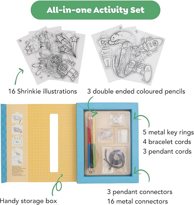 Tiger Tribe: Shrinkies - Ultimate Collection - Color & Bake to Create Charms for Jewelry & Keychains, Craft Kit, Kids Ages 5+, Adult Supervision
