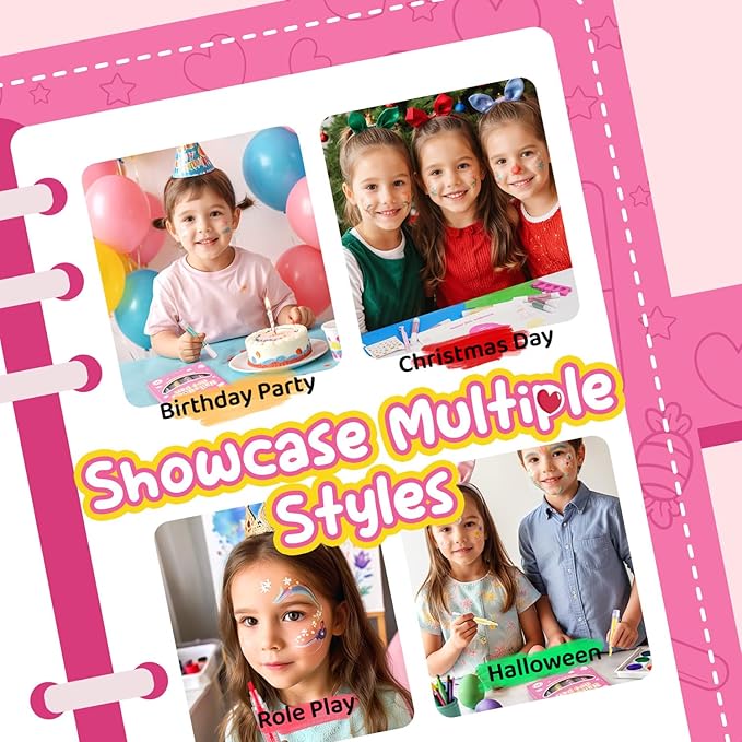 Kids Makeup Kit Washable Face Paint Kit, Girls Makeup Kits for Ages 4-12 Years, Body Face Marker Painting Pens Tattoos for Skin Temporary Toys Craft Kit, Toddler Toy Make Up Cosmetic Winter Gift
