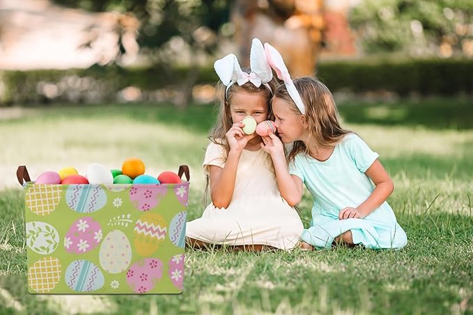 NTAOHAMPER Rectangular Green Easter Basket,Easter Gift Basket Empty,Toys/Books Box,Room Decor(Green Easter Egg)