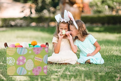 NTAOHAMPER Rectangular Green Easter Basket,Easter Gift Basket Empty,Toys/Books Box,Room Decor(Green Easter Egg)