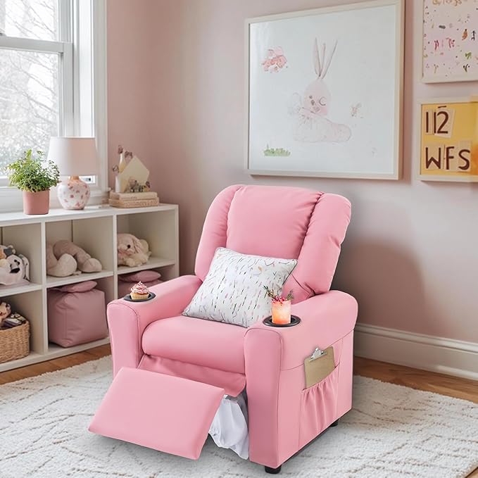 Candy Kids Reclining Chair Leather Recliner Sofa Toddler Youth Children Child Ages 1-6