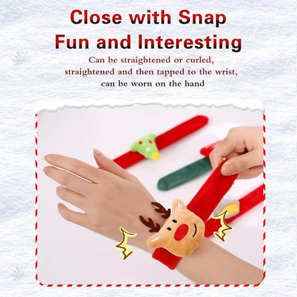 Christmas Decorations Christmas Slap Bracelets for Kids Bulk Wristbands Christmas Decor Christmas Bracelets with Christmas Santa Deer Christmas Tree Hat Slap Gifts