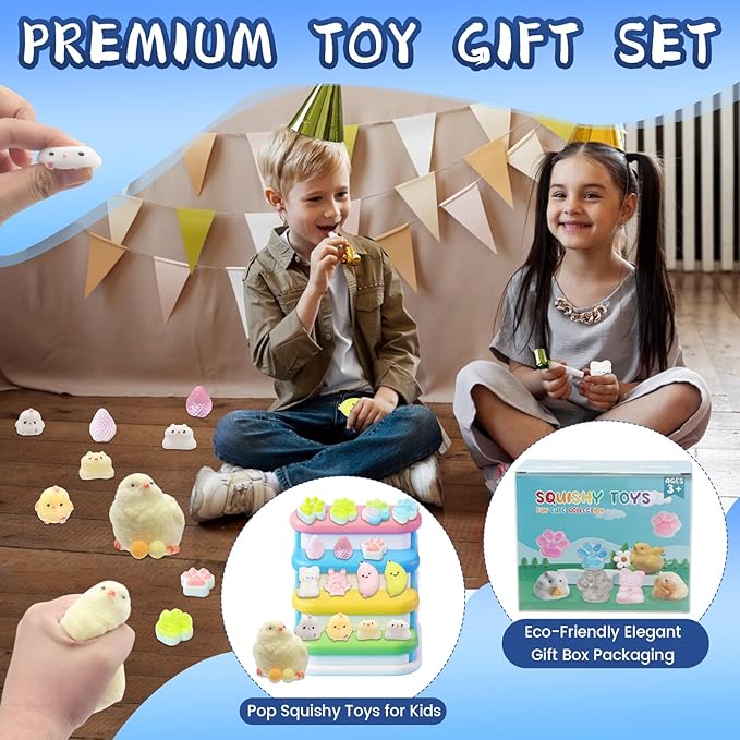 16pcs Squishy Pack,Fidget Toys Kit,Include taba Squishies Party Favors for Kids 4-8 8-12 Treasure Box Toys for Classroom Birthday Xmas Gifts Goodie Bag Stocking Stuffers for Teens (16pcs)