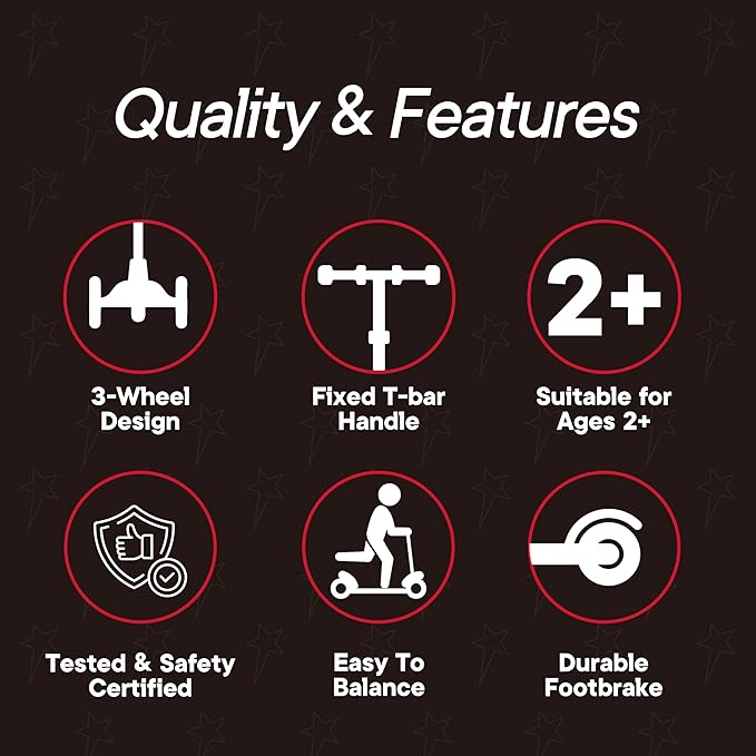 3 Wheel Scooter for Kids, Smooth Light Up LED Front Wheels, Wide Anti Slip Deck, Rear Foot Brake, Easy Lean to Steer Maneuvering, Indoor & Outdoor Ride On Toys for Ages 2 Up,