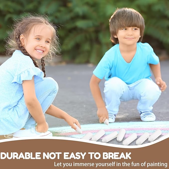 Fulmoon 40 Pcs Jumbo Sidewalk Chalk for Kids Outdoor Art Non Toxic Large Washable Street Chalk for Adults Drawing Painting Graffiti Classroom(White,Sharp Style)