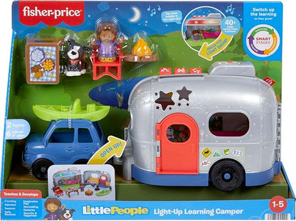 Fisher-Price Little People Toddler Toy Light-Up Learning Camper Playset with Smart Stages for Pretend Play Kids Ages 1+ Years