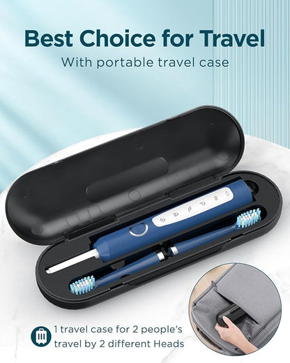 Rtauys Sonic Electric Toothbrush for Adults - Rechargeable, 41,000 Vibrations per Minute, Teeth Whitening, 8 Brush Heads, 24 Months of Usage, Blue