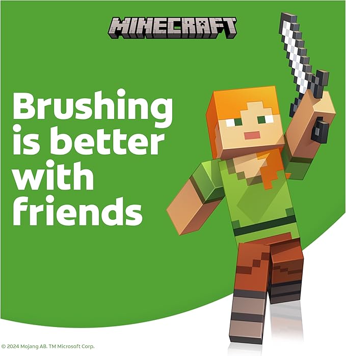 Colgate Kids Minecraft Toothbrush Pack, Extra Soft Toothbrushes for Kids, Includes Built-in Suction Cups for Easy Upright Storage, for Kids with Baby Teeth and Adult Teeth, 2 Count