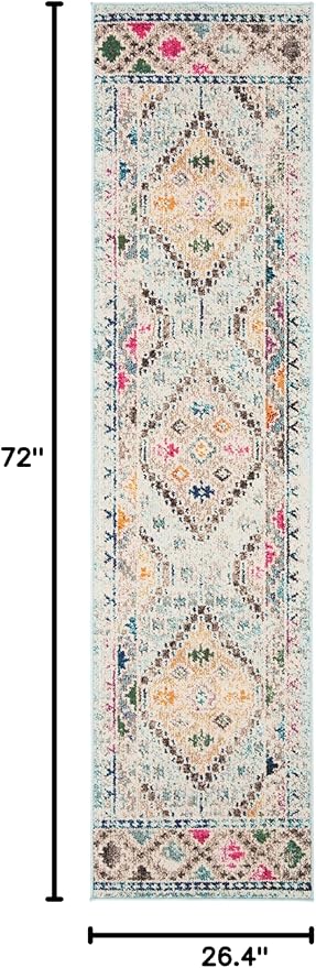 SAFAVIEH Madison Collection Runner Rug - 2'2" x 6', Blue & Yellow, Boho Diamond Distressed Design, Non-Shedding & Easy Care, Ideal for High Traffic Areas in Living Room, Bedroom (MAD418K)