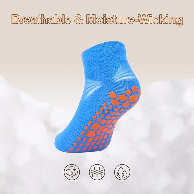 GRPSKCOS Boys Grip Socks 6 Pairs Kids Grip Socks Trampoline Sock Anti-Skid Ankle Sticky Sock for 2-13 Years Boys Girls