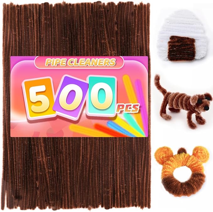 Praisebank 500pcs Brown Pipe Cleaners, Pipe Cleaners, Pipe Cleaners for Crafts.