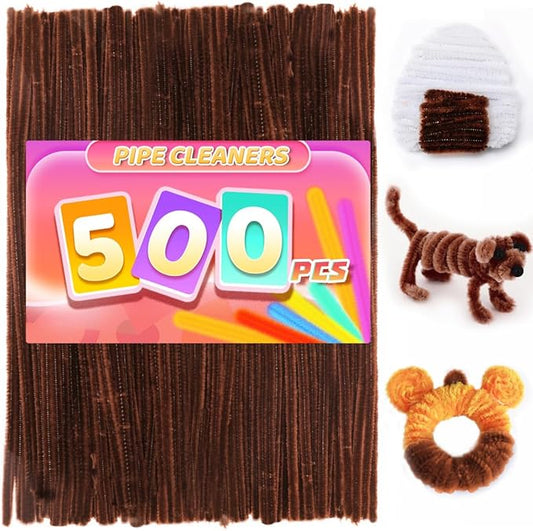 Praisebank 500pcs Brown Pipe Cleaners, Pipe Cleaners, Pipe Cleaners for Crafts.