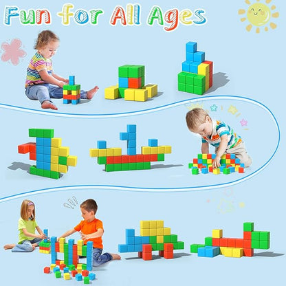 Magnetic Blocks, 1.34 inch Large Magnetic Building Blocks, 3D Magnetic Cubes for Toddlers, Preschool Educational Construction Kit, Sensory Montessori Toys Kids Blocks for Boys Girls Toddlers