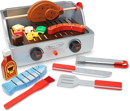 Melissa & Doug Rotisserie and Grill Wooden Barbecue Play Food Set (24 pcs)