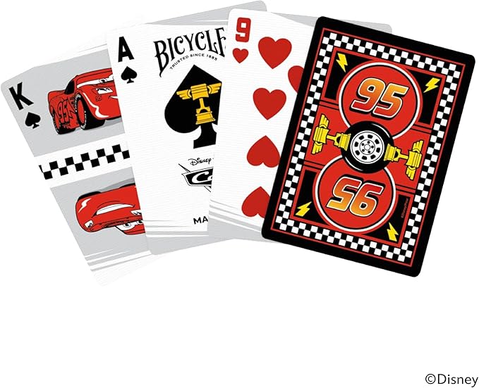 Bicycle Disney & Pixar Cars Playing Cards – Kids Card Game Featuring Lightning McQueen, Durable Deck for Family Game Night, Travel & Party