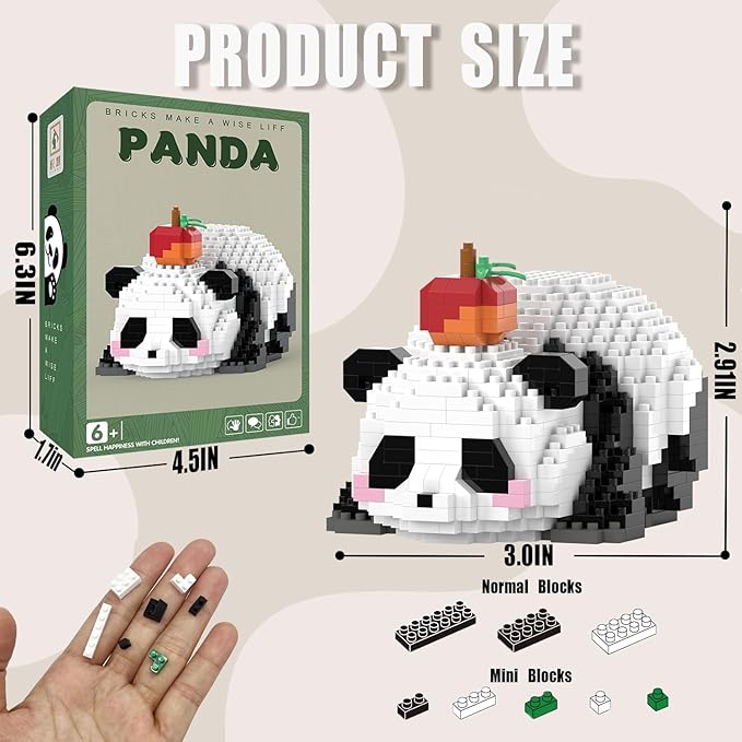 Mini Building Blocks- Lying Panda with Fruit, Party Favors- Micro Blocks Panda Toy for Kids 6 7 8 9 10+, Mini Blocks Building Sets for Adults, Birthday for Boys and Girls(597PCS)