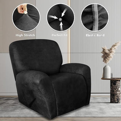 Leather Look Oversize Recliner Chair Covers, Thick 4 Pieces Lazy Boy Recliner Covers for Recliner Chair, Leather Cover for Recliner Slipcovers for Pets Kids(X-Large, Dark Grey)