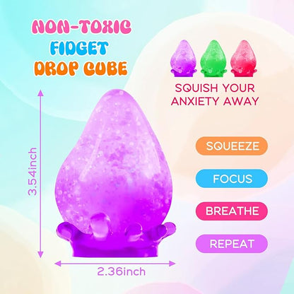 Fidget Toys Squishy Drop, Stress Cube Squishies Anxiety Stress Relief, Ice Squishy Stress Cube-Drop Malt Sugar Balls, Sensory Ball for Kids with Autism