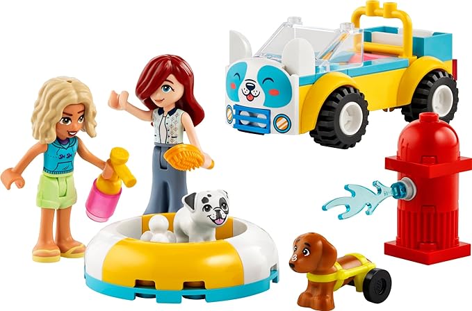 LEGO Friends Dog Grooming Car Toy, Building Toy for Kids Who Love Animals and Nature, Comes with 2 Mini Doll Characters and 2 Dog Toy Figures, Vet Toy Gift Idea for Girls and Boys Ages 4 and Up, 42635