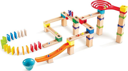 Hape Marble Run Race Track | Wooden DIY Marble Run Set with Dominoes, STEAM Educational Learning Toy, 81 Pieces, for Kids 3 Years+