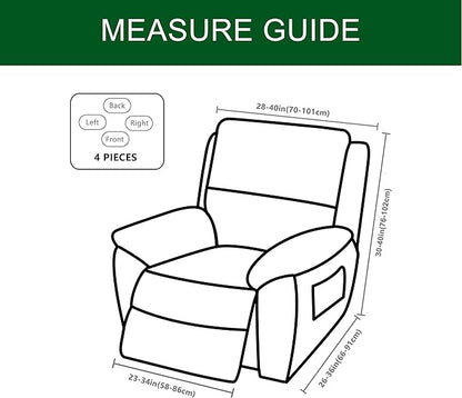 CRFATOP Recliner Chair Slipcovers with Pockets 1Seat Recliner Cover 4-Pieces Fallon Collection Slipcover Lazy Boy Chair Cover for Recliner with Elastic Bottom,47