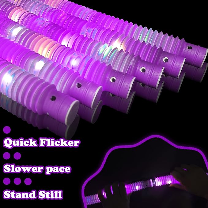 Glow Party Favors Supplies for Kids,12 PCS Purple Light Up Glow Sticks Valentines Day Necklaces Bracelets Accessories for Toddlers,Glow Birthday Wedding Dance Mardi Gras Party Decorations for Boy Girl
