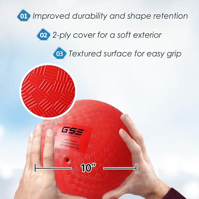 GSE Games & Sports Expert 5"/7"/8.5"/10" Inflatable Playground Ball, Kickball, Bouncy Dodge Ball, Handball for Kid/Adult, Perfect for Recess Ball Games, Gym, Yoga Exercises, Schools Sports Activities
