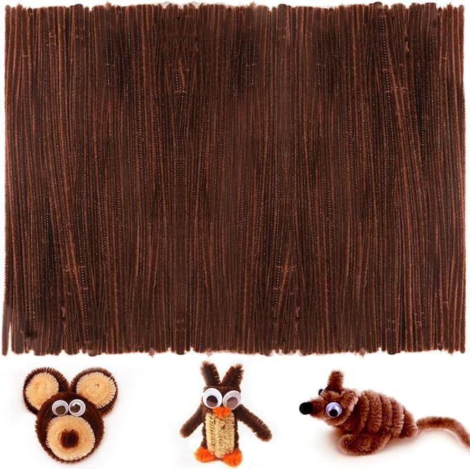 Iooleem 200pcs Brown Pipe Cleaners, Chenille Stems, Pipe Cleaners for Crafts, Flower Making Pipe Cleaner Crafts, Art and Craft Supplies.