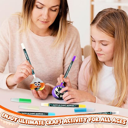 JULEASEL Rock Painting Kit, Glow in The Dark Rock Craft Paint Kits, Arts and Crafts for Kids Ages 6-12, Holiday DIY Crafts for Girls & Boys with Mess-Free Paint Pens Markers