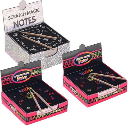 Rainbow Scratch Mini Art Notes 300 Sheets Scratch Off Paper Cards with 6 Wooden Stylus for Kids Arts Craft Kits for Girls Boys Games Party Favors Birthday Halloween (SP300)