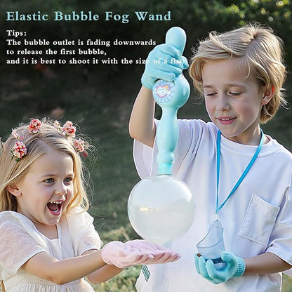 Elastic Bubble Fog Wand, Fog Bubble Machine for Kids, STEM Toy & Science Experiment Kit for Kids, Birthday Gift for 6 Year Old Girl/Boy, Magic Bubble Machine with Lights and Music (Bule)