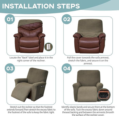 Recliner Chair Cover Lazy Boy Recliner Covers Recliner Covers for Recliner Chair 1 Piece Furniture Protector Prevent wear and pet Hair（Recliner,Khaki）
