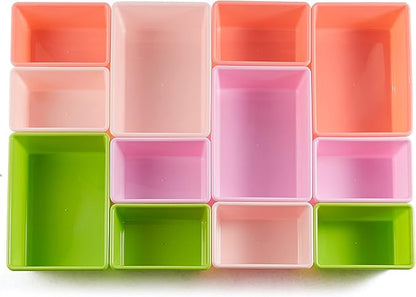 Amazon Basics Kids Toy Storage Organizer with 12 Plastic Bins, White Wood with Pink Bins, for Bedroom and Playroom, 33.85"D x 12.79"W x 35.42"H