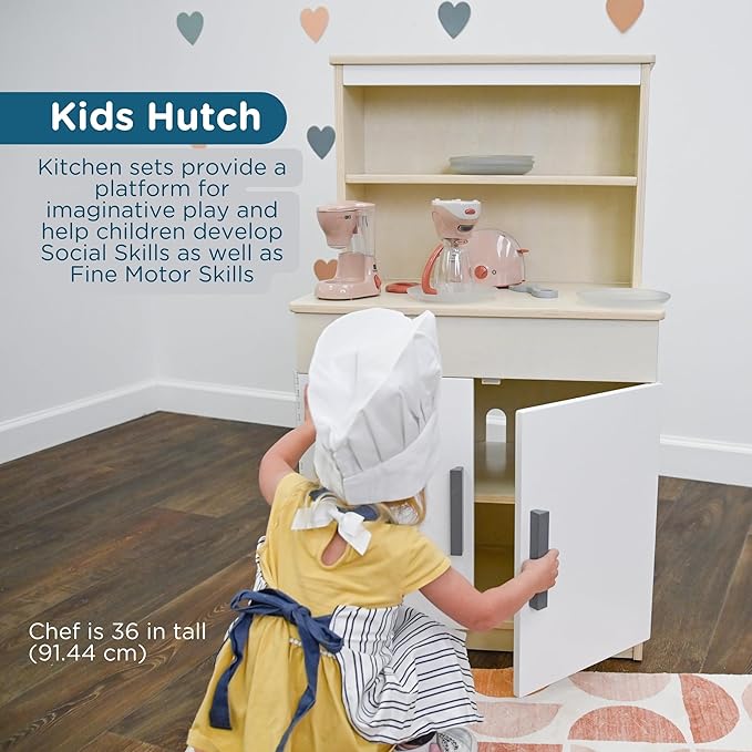 Children’s Factory Wooden Play Kitchen Hutch - Kids & Toddlers Pretend Fridge - Realistic Design & Feature - Pre-School Furniture for Classroom or Playroom- 24" W x 15" D x 44" H - Assembly Required