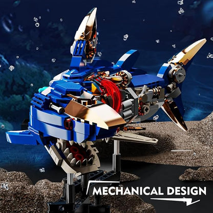 RiceBlock Shark Building Blocks Sets, Sea Animal Building Toys for Ages 8-13, Adult Challenge STEM Toys for Kids, Adults Crossing Ocean, 685 Pieces